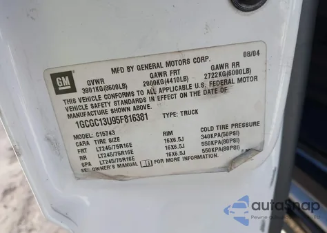 2005 Chevrolet Silverado 1500Hd Ls from USA, damaged, VIN 1GCGC13U95F816381